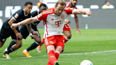 FCB-Stürmer Harry Kane traf beim 2:1 gegen die Eintracht doppelt. (Foto: Niklas Treppner/dpa)