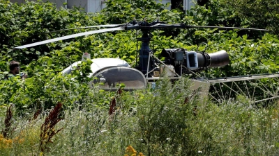 Der Hubschrauber Alouette II, mit dem Rédoine Faïd aus dem Gefängnis in Reau floh. (Foto: Geoffroy Van Der Hasselt/AFP/dpa)