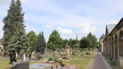 Auf dem Friedhof ist die Gruppe mit allen über 160 Grüften durch. So schildert es Historiker Alexander Biernoth. Auf den Gräberfeldern habe man gut 600 untersucht – von tausenden. (Foto: Oliver Herbst)
