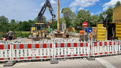 Seit Oktober 2025 wird zwischen der Voggenmühle und dem Kasernendamm gebaut. Unter anderem entsteht hier das größte der vier Schöpfwerke. (Foto: Florian Schwab)
