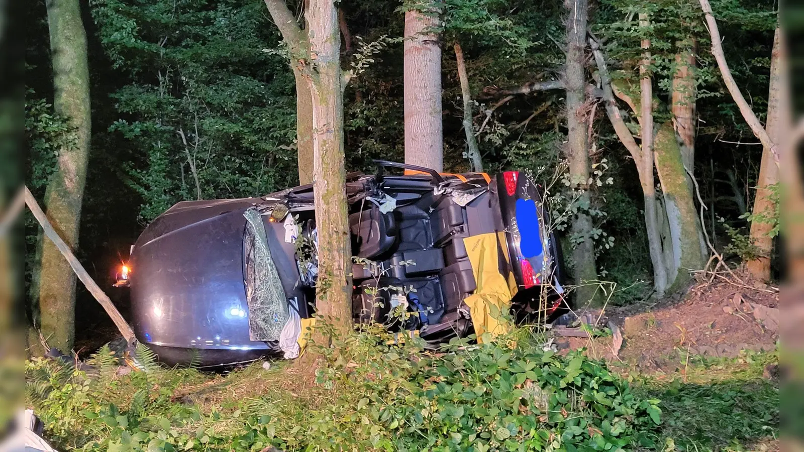 Bei den Insassen des Wagens handelte es sich um zwei Ehepaare.  (Foto: Feuerwehr Reinhardshagen/dpa)