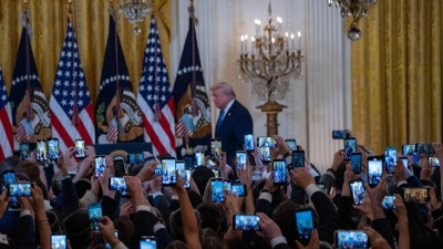 US-Präsident Donald Trump während eines Chanukka-Empfangs. (Foto: Andrew Leyden/ZUMA Press Wire/dpa)