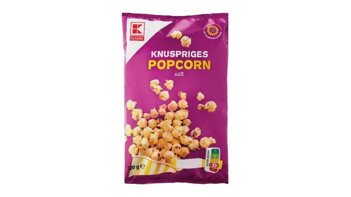 Das Produkt „K-Classic Knuspriges Popcorn süß“ wird zurückgerufen. Betroffen sind demnach die Chargennummern 44D23 und 45A23 mit den Haltbarkeitsdaten 18. und 19. September 2023. (Foto: lebensmittelwarnung.de/dpa-infocom)
