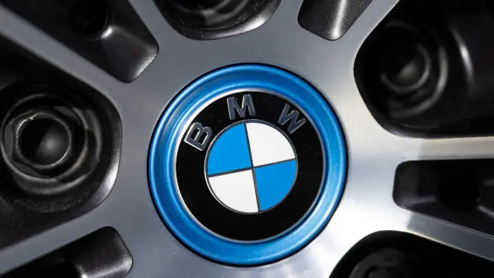 Das Logo von BMW ist an einer Felge von einem Auto zu sehen. (Foto: Sven Hoppe/dpa/Archivbild)