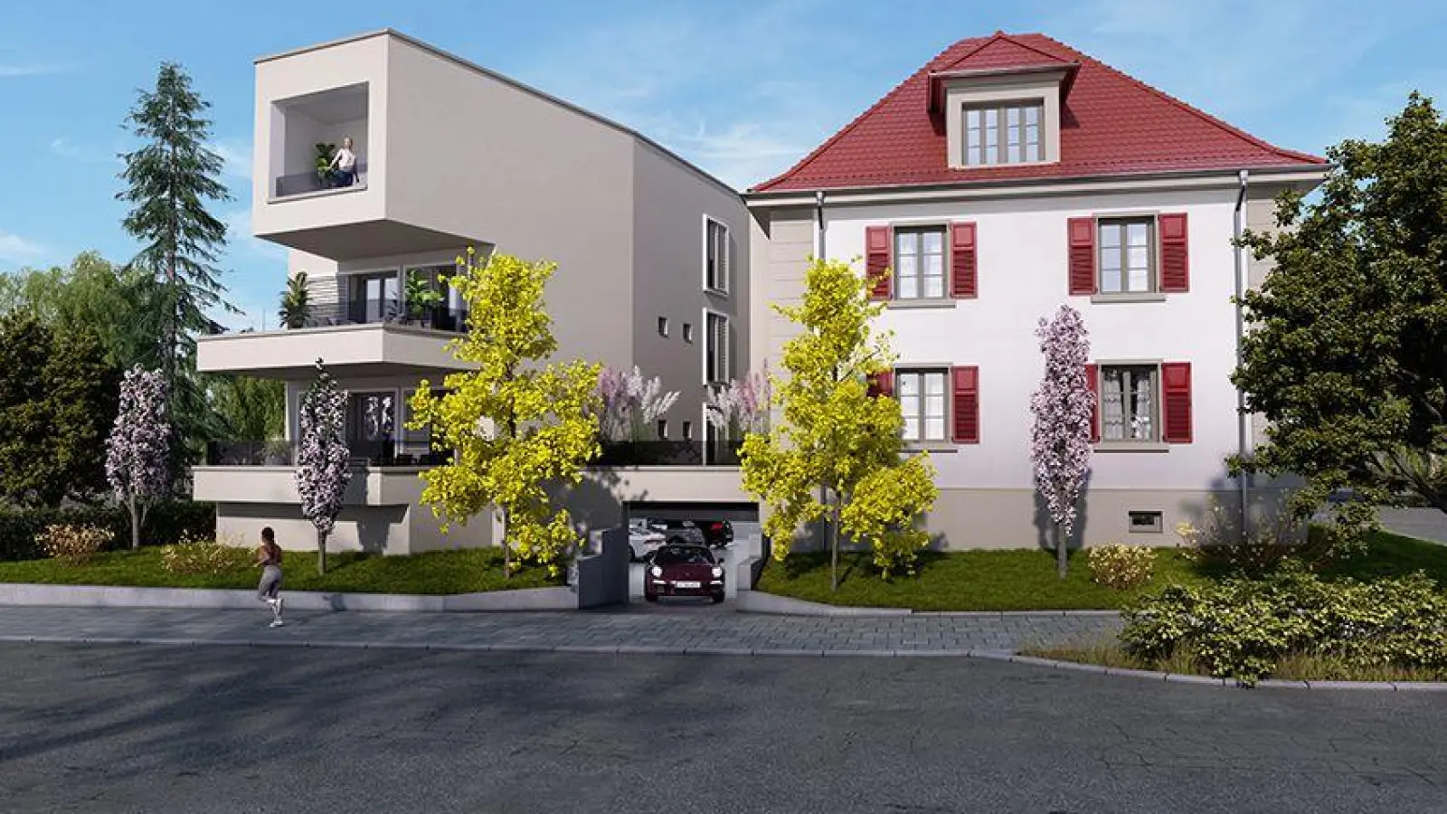 Alt und neu in trauter Zweisamkeit? So soll die Kombination aus bestehender Villa und neuem Achtfamilienwohnhaus in der Ansbacher Straße aussehen – nicht alle Stadträte waren vom Entwurf überzeugt. Die Zustimmung fiel knapp aus. (Visualisierung: saco gmbh beraten_planen_bauen)