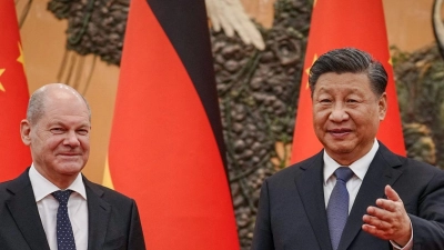 Chinas Präsident Xi Jinping empfängt Bundeskanzler Olaf Scholz im November 2022 in Peking. (Foto: Kay Nietfeld/dpa Pool/dpa)