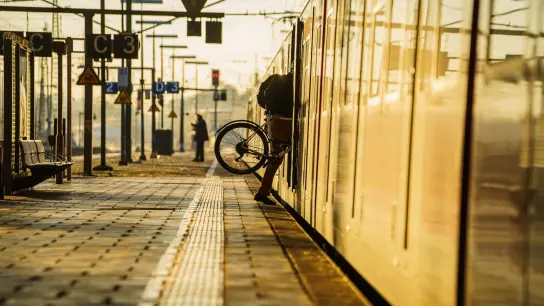 Ein Fahrgast steigt mit seinem Rad in eine S-Bahn. (Foto: Andreas Arnold/dpa/Symbolbild)