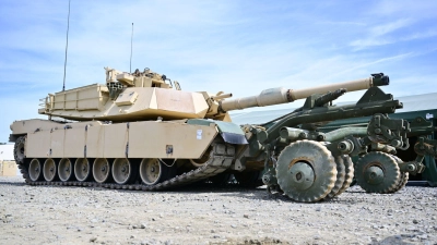 Ein Abrams-Panzer der US-Armee: Mit diesen Panzern werden künftig auch Soldaten in der Ukraine kämpfen. (Foto: Matthias Merz/dpa)