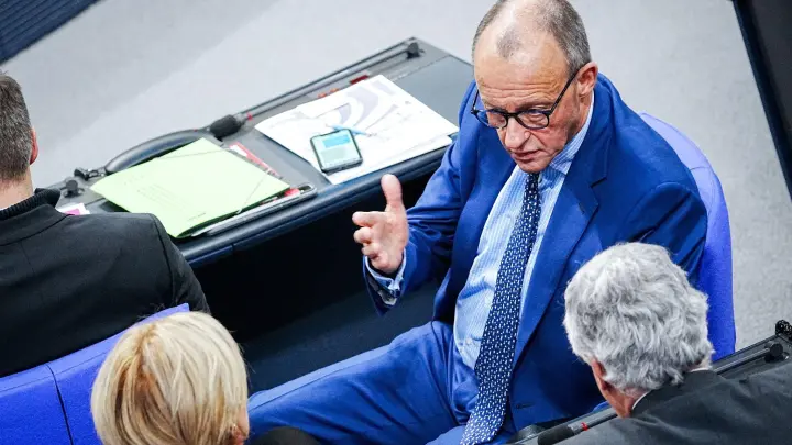 CDU-Chef Friedrich Merz im Bundestag. (Foto: Kay Nietfeld/dpa)