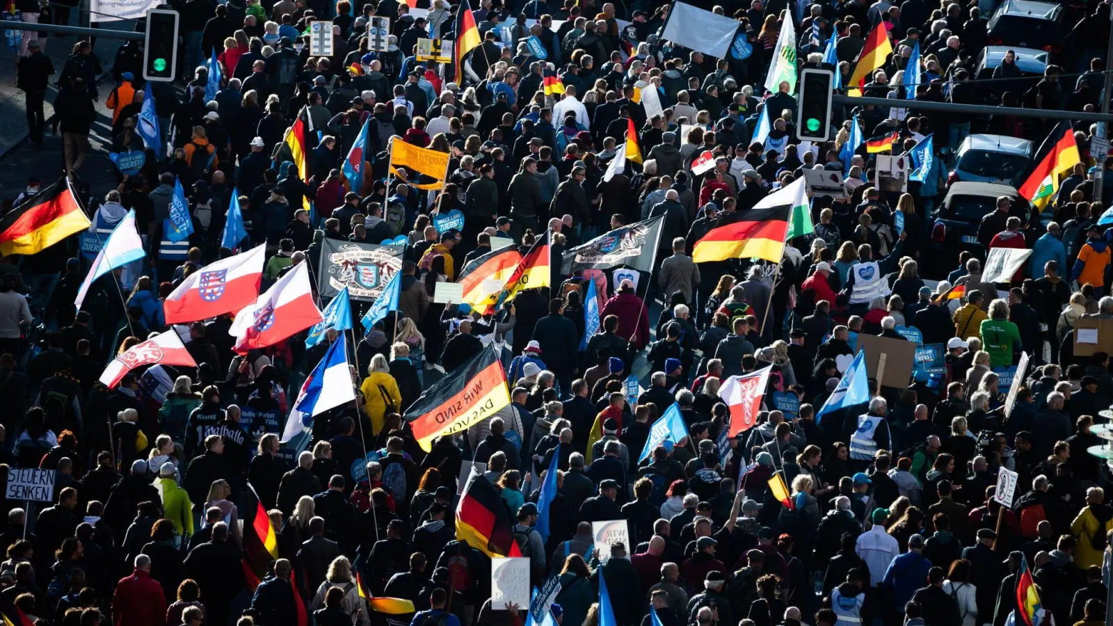 Rund 10.000 Menschen kamen zur AfD-Demonstration in Berlin. (Foto: Christoph Soeder/dpa)