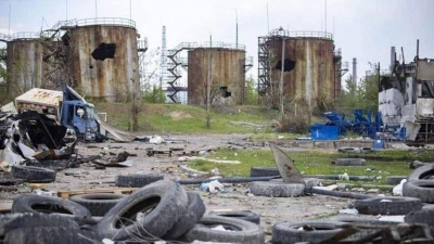 Bei einem Beschuss der Chemiefabrik Azot wurden nach ukrainischen Angaben vier Menschen getötet. (Foto: Unbekannt/GROUPDF/APA/dpa)