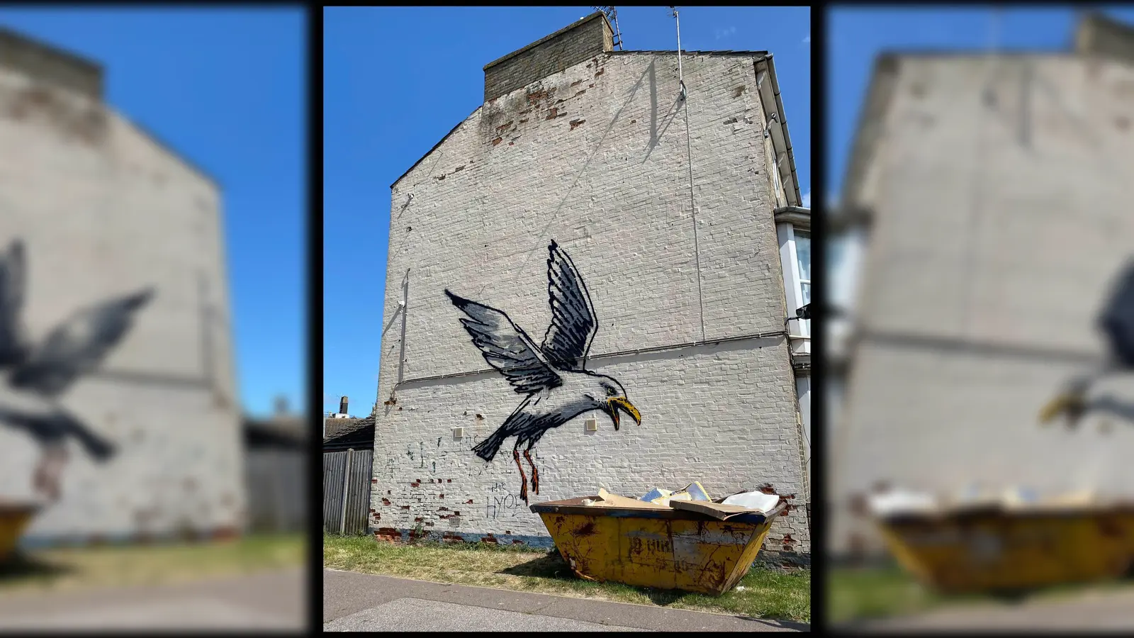 Die Mauer mit der Banksy-Möwe in Lowestoft ist abgerissen worden. (Foto: Parsons Media/Zuma Press/dpa)