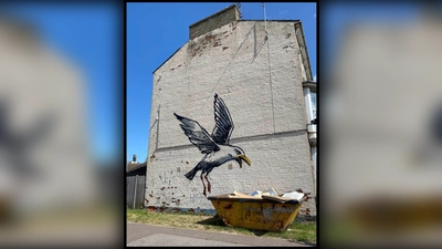 Die Mauer mit der Banksy-Möwe in Lowestoft ist abgerissen worden. (Foto: Parsons Media/Zuma Press/dpa)
