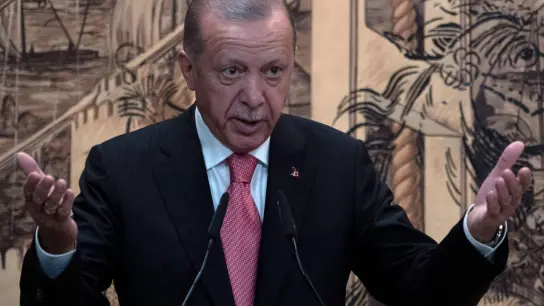 Der türkische Präsident Recep Tayyip Erdogan will mit Selenskyj sprechen. (Foto: Khalil Hamra/AP/dpa)