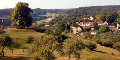 Der Blick über Rügland: Soll zwischen viel Natur in Zukunft auch ein 18 Meter hoher Turm das Ortsbild prägen? (Archivbild: Jim Albright)
