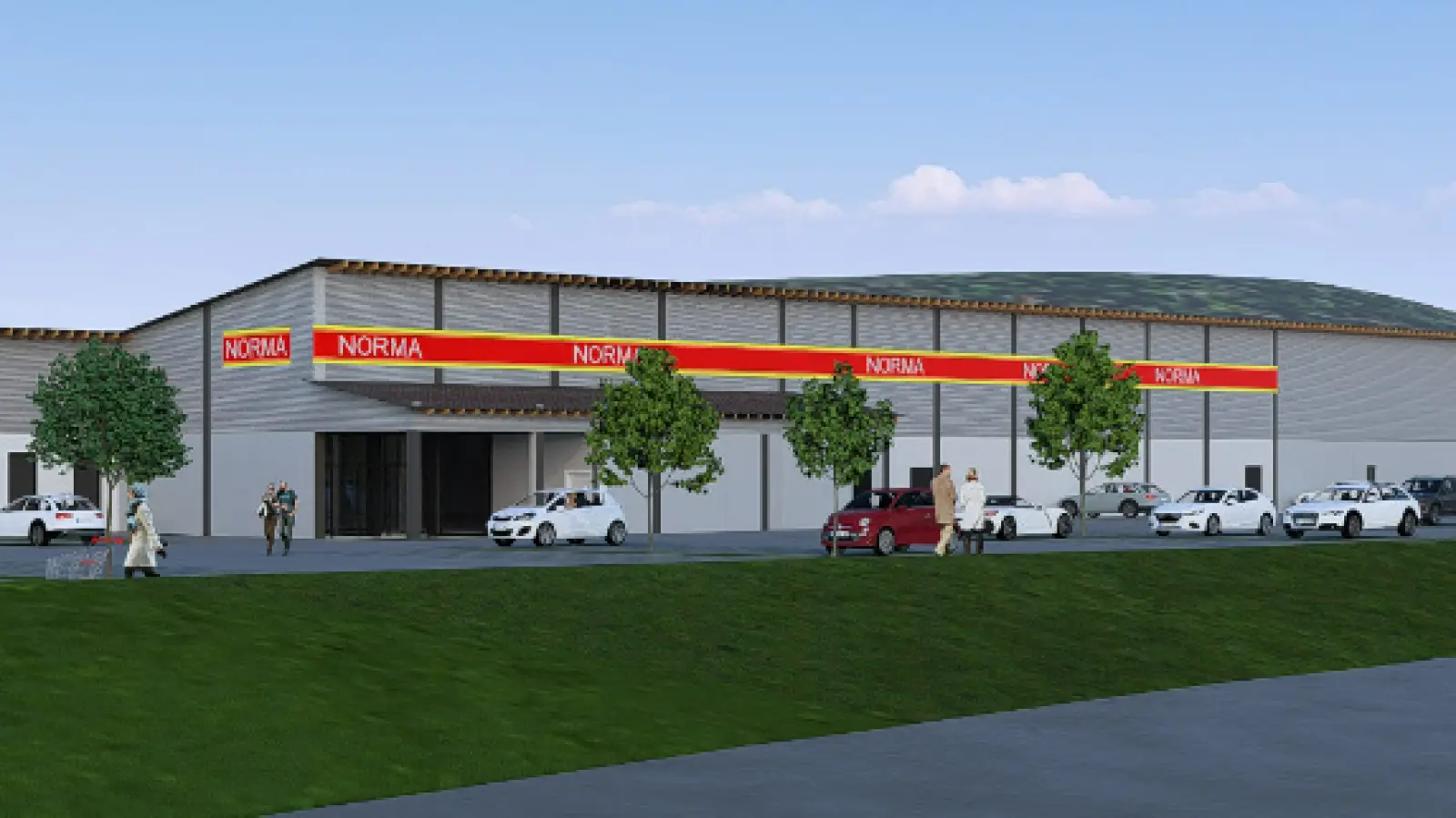 Der Neubau der Norma löst bei einigen Emskirchenern Sorgen und Kritik aus. (Foto: Imagine. bauart & design GmbH in Fürth)