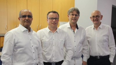 Dr. Monzer Al Mortaza, Daniel Rakowitz, Frank Emmert und Dr. Ulrich Köhl von der Gemeinschaftspraxis in der Draisstraße in Ansbach sehen sich auf die Schließung der Urologie bei ANregiomed gut vorbereitet. (Foto: Robert Maurer)
