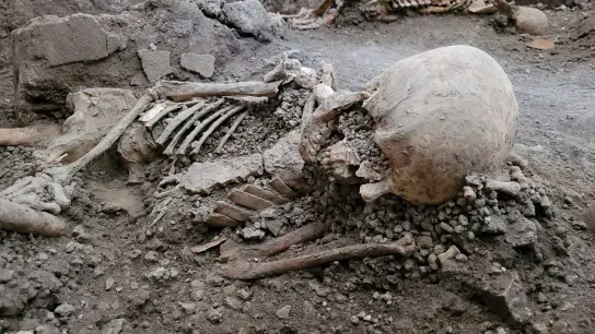 Forscher haben auf dem archäologischen Gelände der versunkenen Stadt Pompeji in Italien zwei Skelette gefunden. (Foto: Archäologiepark Pompeji/dpa)