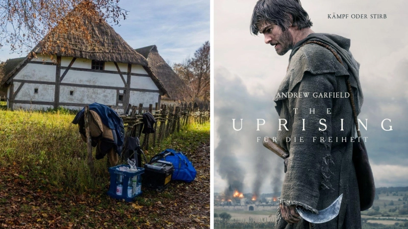Die Strohdächer des Freilandmuseums in Bad Windsheim tauchen im Trailer von „The Uprising” immer wieder auf. (Foto: Evi Lemberger/Leonine Studios)