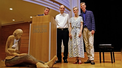 Gestalteten die Eröffnung der Kaspar-Hauser-Festspiele 2026 (von links): Eckart Böhmer, Hristo Kazakov, Claudia Dölker und Hartmut Scheyhing. (Foto: Elke Walter)