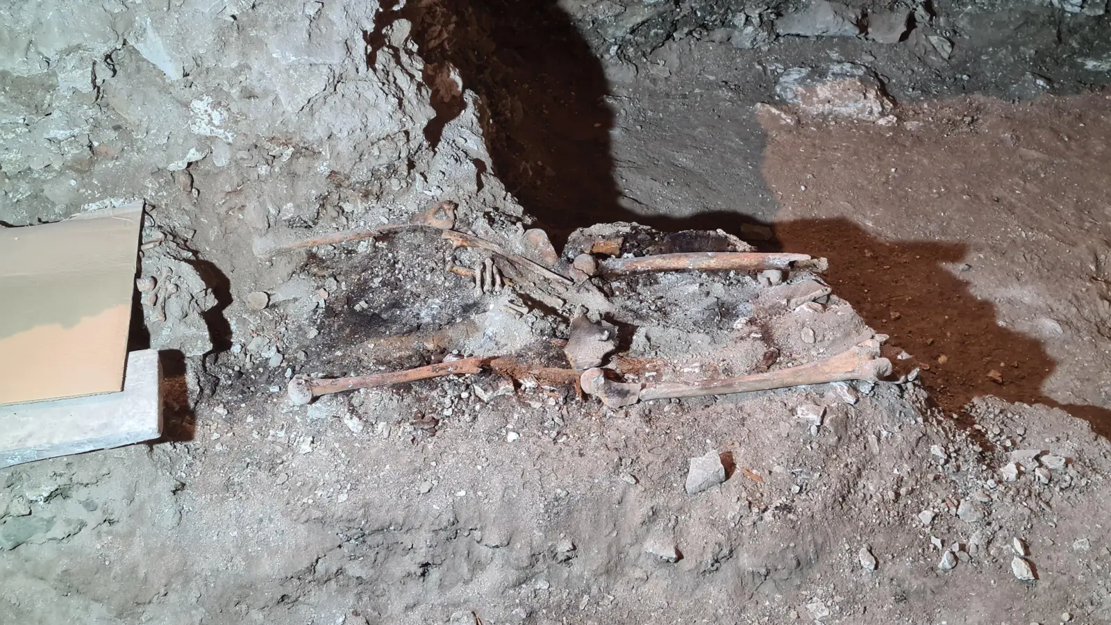 Eines der Mönchsskelette, die Archäologen im Klosterchor freigelegt haben. (Foto: Anna Franck)