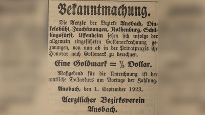 Die Anzeige des Ärtlichen Bezirksvereins Ansbach in der Fränkischen Zeitung vom 5. September 1923. (Repro: Winfried Vennemann)