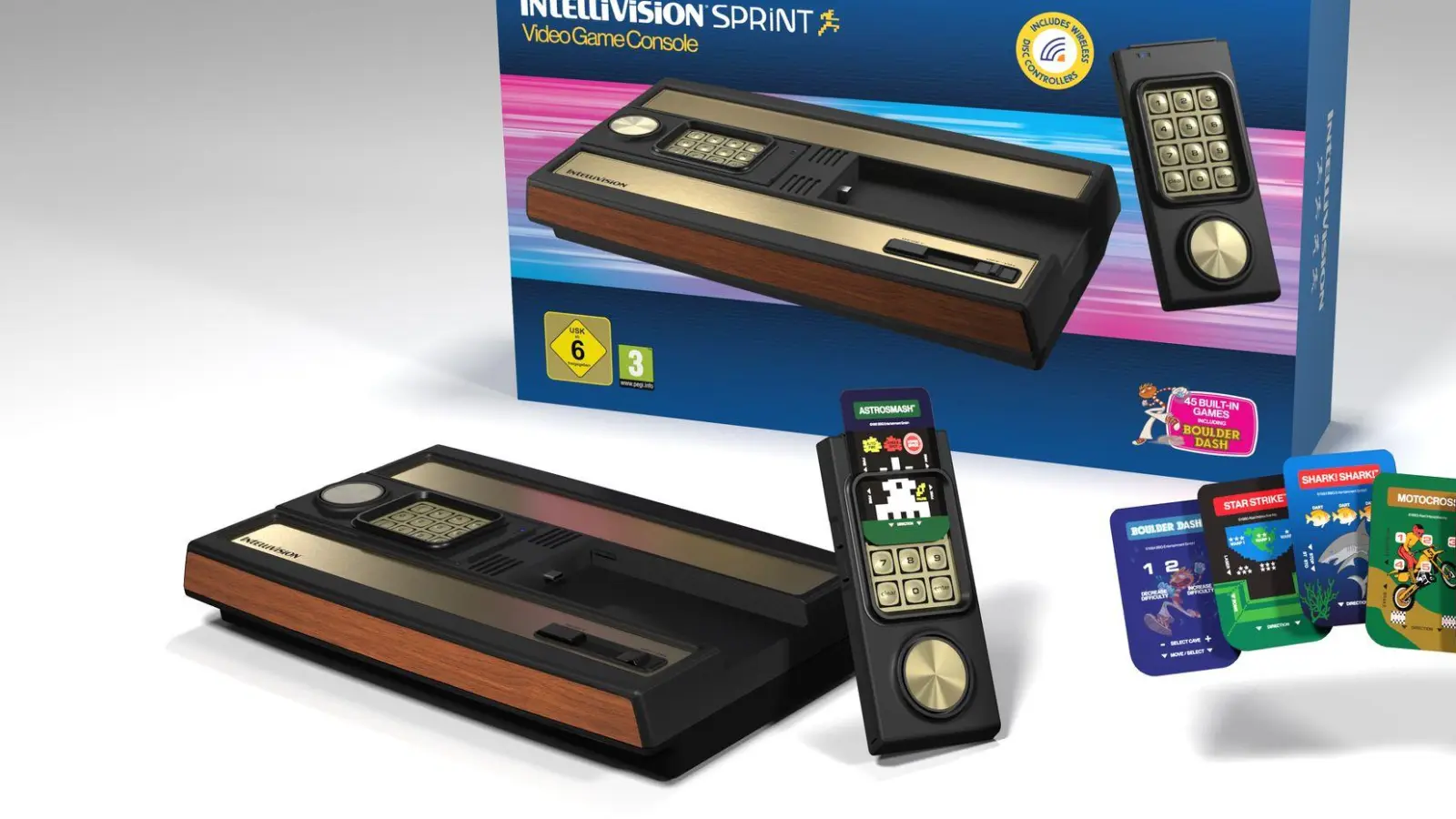 Neu, kleiner - Holz gibt es noch: Die Konsole Intellivision kommt als Retro-Neuauflage zurück. (Foto: Intellivision Sprint/Plaion/dpa-tmn)