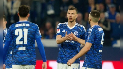 Stürmer Edin Dzeko (M) traf auch in seinem vierten Heimspiel für Schalke 04. (Foto: Bernd Thissen/dpa)