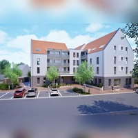 19 Wohnungen, eine Arztpraxis und eine Apotheke: So könnte die geplante Nachverdichtung zwischen Friedrich-Bauer-Straße und Hauptstraße aussehen. (Foto: Beil Baugesellschaft)