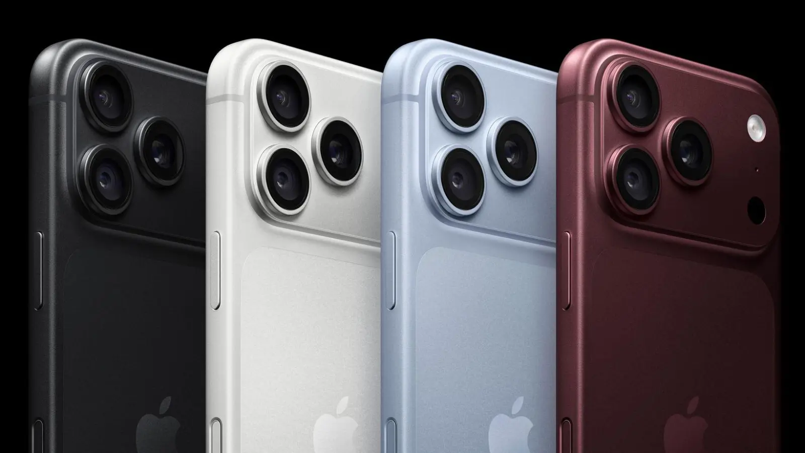 Die ausgefallenen Farben des iPhone 18 Pro sind in diesem Jahr nach dem populären Orange des Vorjahresmodells das dunkelrote Burgund und das hellblaue Polar. (Foto: Apple Inc./dpa-tmn)