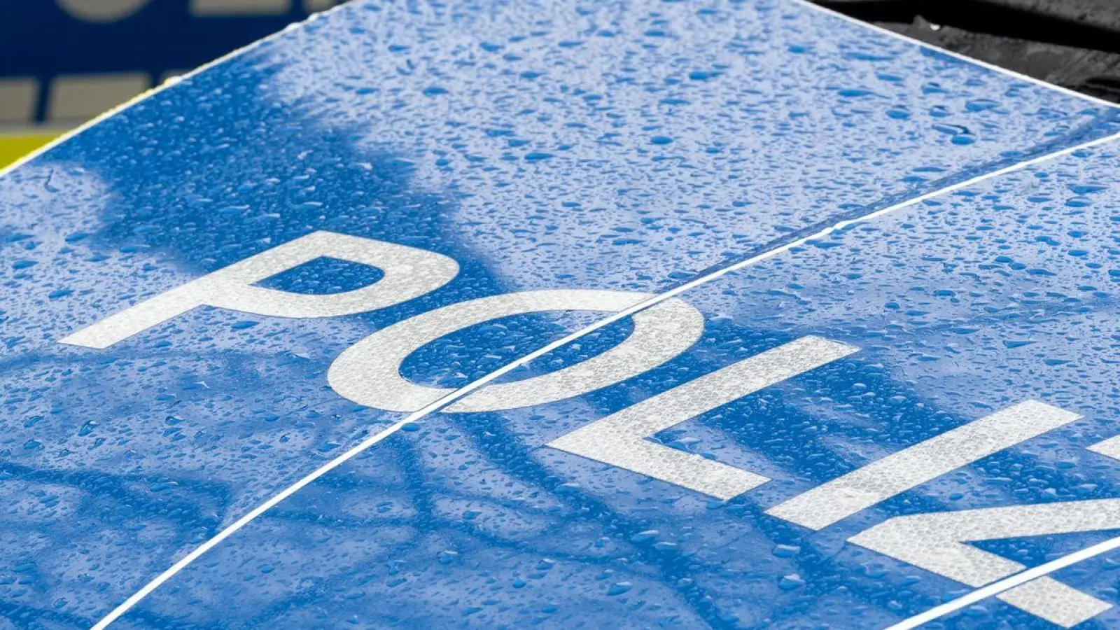 Der Schriftzug „Polizei“ auf der Kühlerhaube eines Autos. (Foto: Soeren Stache/dpa)