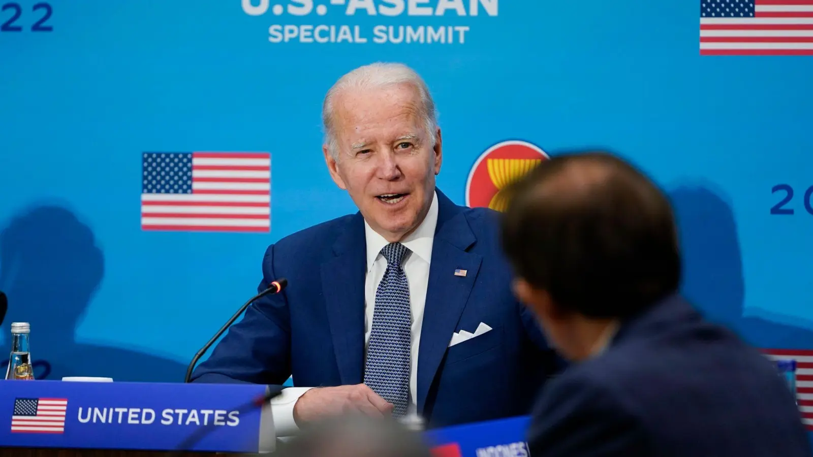 US-Präsident Joe Biden, Präsident der USA beim Sondergipfel zwischen den USA und dem Verband südostasiatischer Nationen (ASEAN) in Washington. (Foto: Susan Walsh/AP/dpa)