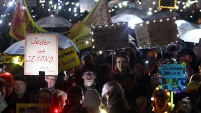 Die Demo „Lichtermeer für Demokratie, gegen Rassismus, Antisemitismus und Hetze“ auf der Theresienwiese in München. (Foto: Karl-Josef Hildenbrand/dpa)