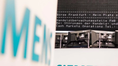Das Logo von „Siemens Energy” ist in der Frankfurter Börse zu sehen. (Foto: Frank Rumpenhorst/dpa)