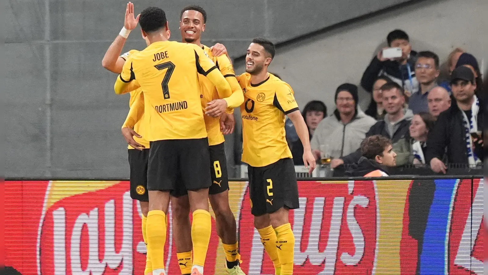 Dortmund jubelt in Kopenhagen. (Foto: Marcus Brandt/dpa)