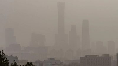 Sandsturm in Peking. (Foto: ---/Kyodo/dpa)