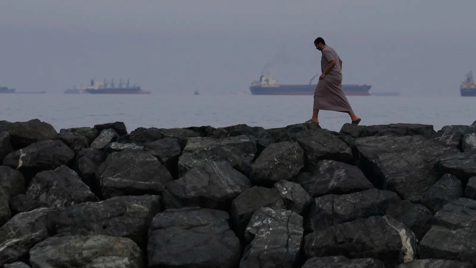 Weil die Straße von Hormus infolge des Iran-Kriegs praktisch gesperrt ist, ist der Schiffsverkehr zum Erliegen gekommen. (Archivbild) (Foto: Altaf Qadri/AP/dpa)
