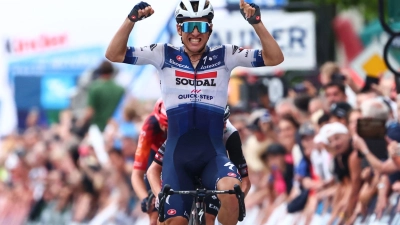 Hat die erste Etappe der Deutschland Tour gewonnen: Radprofi Ilan van Wilder. (Foto: Rene Weiss/Eibner-Pressefoto/dpa)