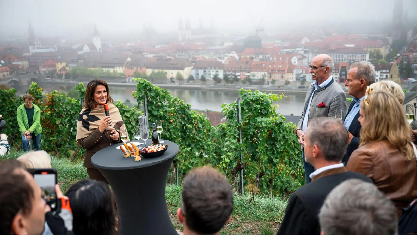 Zwischen Reben in Würzburg wurde die fränkische Weinlese offiziell eröffnet. (Foto: Daniel Vogl/dpa)