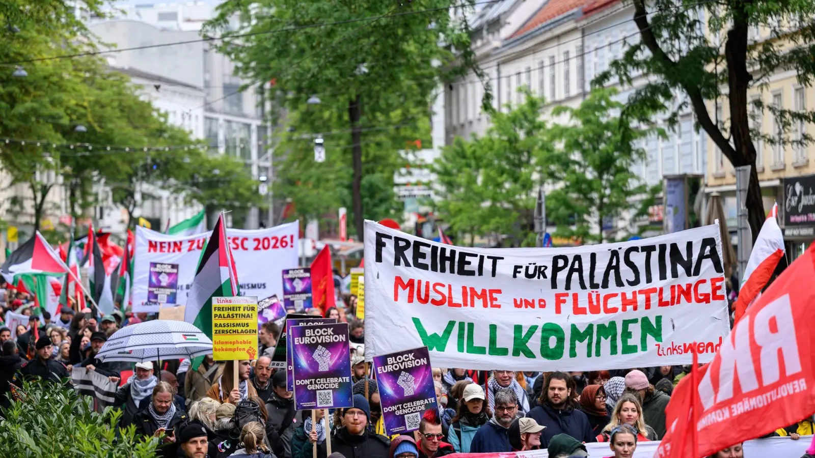 Aus Kreisen der Einsatzkräfte war von etwa 2.600 Teilnehmern die Rede. (Foto: Max Slovencik/APA/dpa)