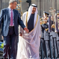 Im September war Präsident Scheich Mohamed bin Zayed Al Nahyan in München zu Besuch - nun macht Markus Söder den Gegenbesuch in Abu Dhabi. (Archivbild) (Foto: Peter Kneffel/dpa)