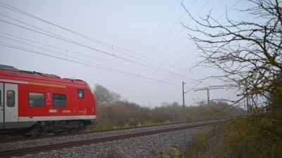 An dieser Stelle – kurz nach Langenfeld in Richtung Markt Bibart – kreuzen sich zwei Stromtrassen über der Bahnstrecke. Entweder auf die Zugverbindung oder auf die Energieleitungen könnten die beiden festgenommenen Männer laut Generalstaatsanwaltschaft einen Anschlag geplant haben.  (Foto: Mirko Fryska)