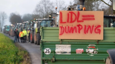 Laut Polizei demonstrierten Landwirte mit rund 140 Traktoren.  (Foto: Marijan Murat/dpa)