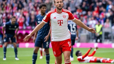 Harry Kane von München jubelt über sein Tor zum 2:0. (Foto: Sven Hoppe/dpa)