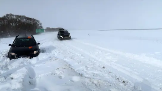 Ein Auto ist auf der Straße zum Flughafen in Pograd in der Slowakei im Schnee stecken geblieben. (Foto: Adriána Hudecová/TASR/dpa)