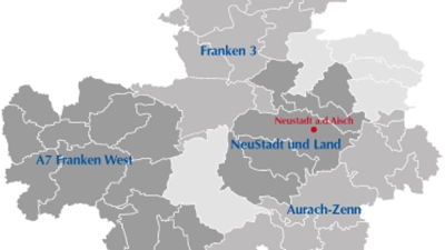 Fast alle Gemeinden im Landkreis haben sich schon in Kommunalen Allianzen zusammengeschlossen, nur fünf gehören noch keiner an. (Grafik: Amt für Ländliche Entwicklung Ansbach)