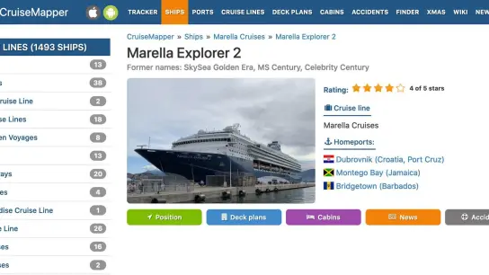 Auf „Cruisemapper.com“ gibt es Routen von aktuell knapp 1500 Kreuzfahrtschiffen weltweit, aber auch detaillierte Informationen zu den Kreuzfahrthäfen, den Reedereien und zu den Schiffen selbst. (Foto: cruisemapper.com/dpa-tmn)