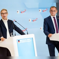 Entgegen erster Planungen kommen Alice Weidel und Tino Chrupalla nicht nach Ansbach. (Foto: Fabian Sommer/dpa)