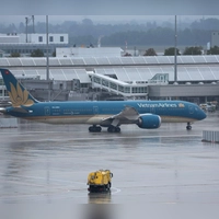  Die Passagiere der Vietnam Airlines müssen auf ihren Abflug warten.  (Foto: Karl-Josef Hildenbrand/dpa)