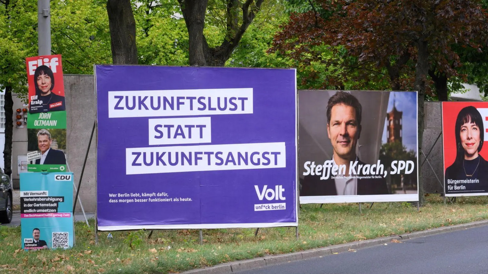Der Wahlkampf ist überall in Berlin präsent. (Archivbild)   (Foto: Bernd von Jutrczenka/dpa)